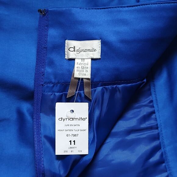 Dynamite New With Tag Size 11 Blue Heavy Sateen Tulip Skirt With Pockets - Picture 5 of 7